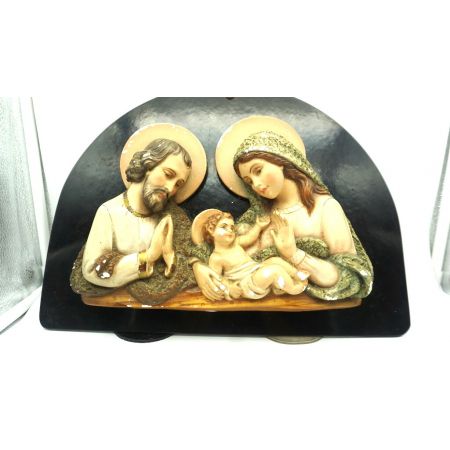 heilige familie Figuren auf schwarz. Platte Platre  France 