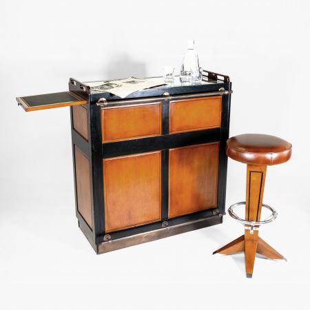 Art Déco "Nautic" Barhocker Braun