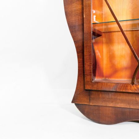 Originale Art déco Vitrine, Nussbaum, ca. 1930, Vitrinenschrank, Bücherschrank,