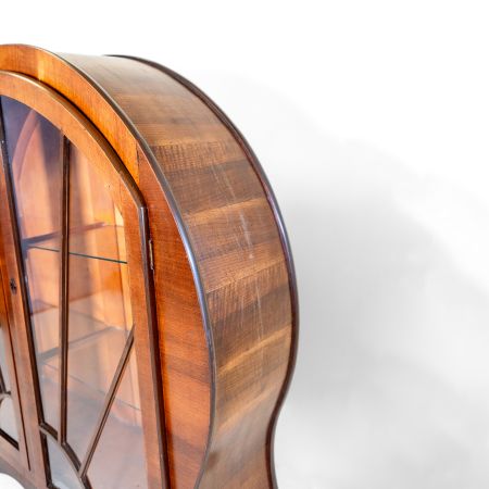 Originale Art déco Vitrine, Nussbaum, ca. 1930, Vitrinenschrank, Bücherschrank,