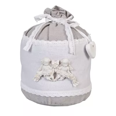 Clayre & Eef Shabby Chic Türstopper ~ ANGEL ~ grau mit Spitze und Herz
