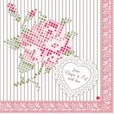 Clayre & Eef 20 Papierservietten Elegant Rose ca. 33 x 33 cm