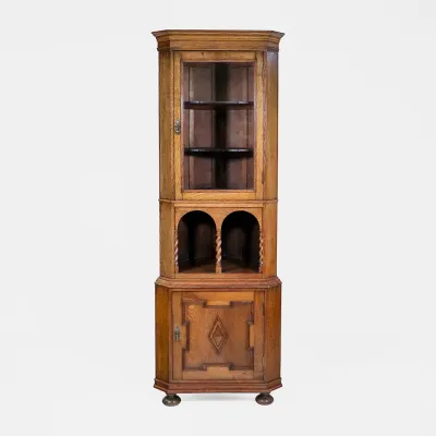 Antique Victorian Oak Corner Cabinet