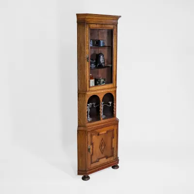 Antique Victorian Oak Corner Cabinet
