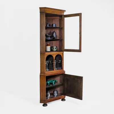 Antique Victorian Oak Corner Cabinet