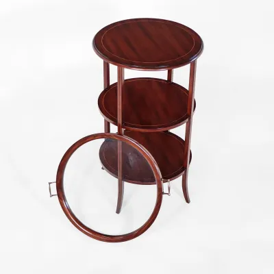 Tablett Servier Beistelltisch rund im Edwardian Style – 3 Etagen aus massivem Mahagoni