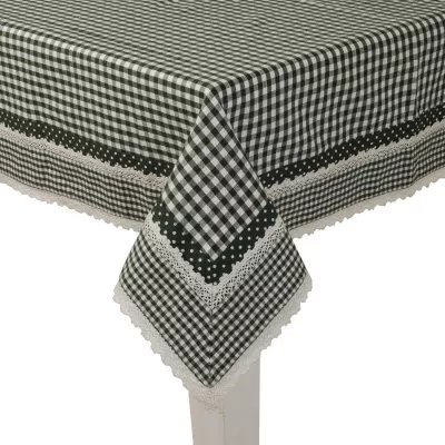 Clayre & Eef Tischdecke grün kariert 100x100cm Flower Basket