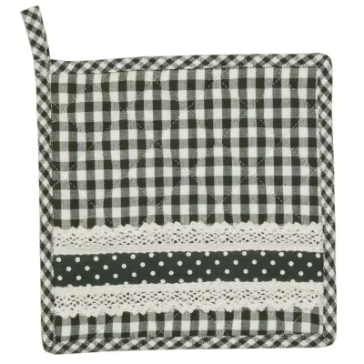 Clayre & Eef Topflappen grün kariert Flower Basket