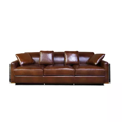 "Inox" Clubsofa Napoli Leder Braun Vintage 3-Sitzer