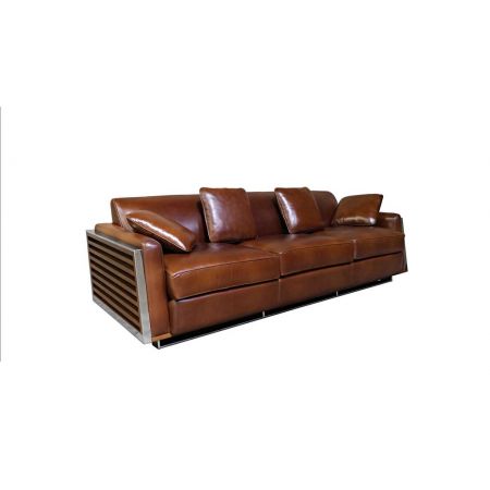 "Inox" Clubsofa Napoli Leder Braun Vintage 3-Sitzer