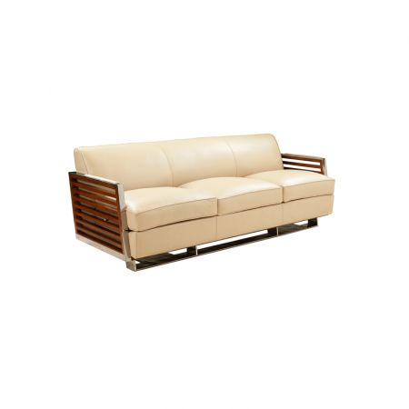 "Inox" Clubsofa Torino Leder Beige 3-Sitzer