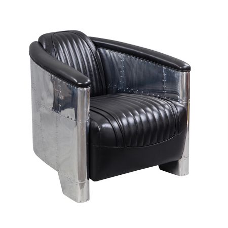 "D. Clipper" Art Deco Ledersessel  Alu Sessel schwarzes Leder