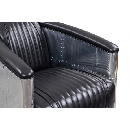 "D. Clipper" Art Deco Ledersessel  Alu Sessel schwarzes Leder