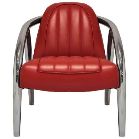 "Inox" Clubsessel Leder Rot