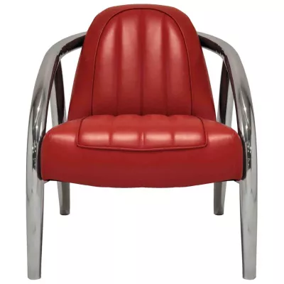 "Inox" Clubsessel Leder Rot