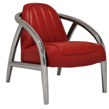 "Inox" Clubsessel Leder Rot