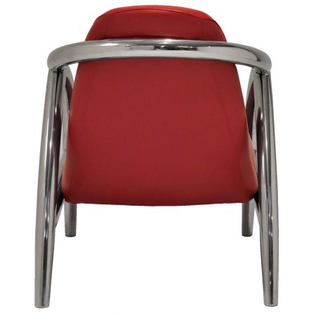 "Inox" Clubsessel Leder Rot