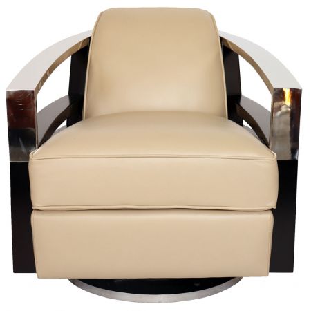 Clubsessel Art Deco Retro Leder Sessel Metall klassisch französisch