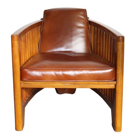 Clubsessel Massivholz Leder Sessel Art Deco Retro klassisch französisch