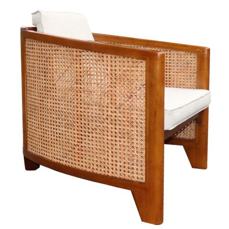 Clubsessel Stoff Massivholz Bast Retro klassisch französisch