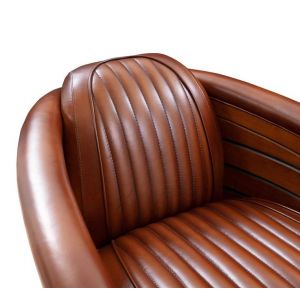 Klassischer Retro Art Deco Sessel Leder Massivholz französisch