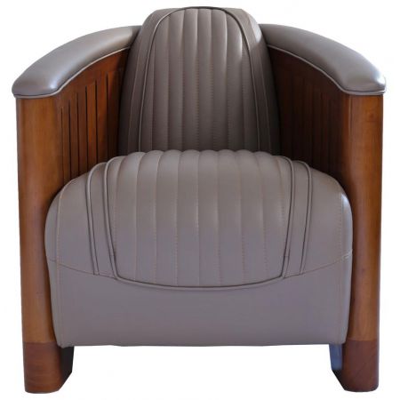 Ledersessel Retro Art Deco Sessel Leder Massivholz französisch klassisch