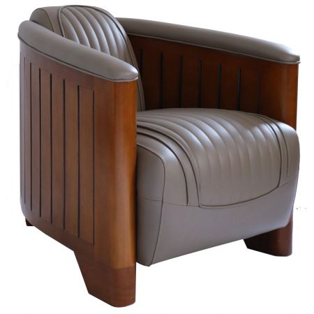 Ledersessel Retro Art Deco Sessel Leder Massivholz französisch klassisch