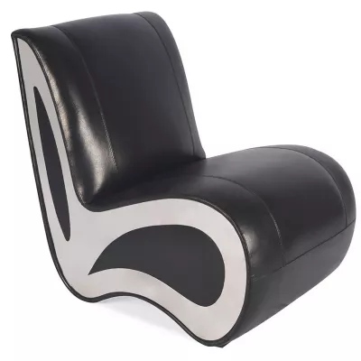 Art Deco Retro Ledersessel Lederstuhl Metall Sessel klassisch französisch
