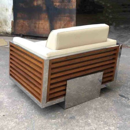 Ledersessel Metall Clubsessel Beige französisch