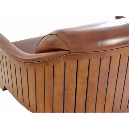 Klassisches französisches Echtleder Massivholz Sofa Zweisitzer Ledersofa