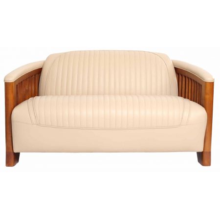 Klassisches Zweisitzer Echtleder Sofa Massivholz Ledersofa Vintage