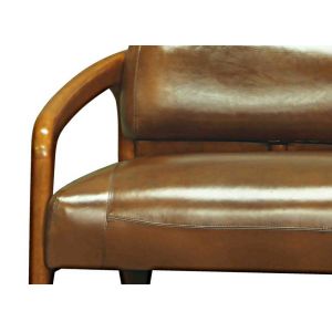 Klassisches französisches Retro Vintage Sofa Ledersofa Echtleder Massivholz 2-Sitzer
