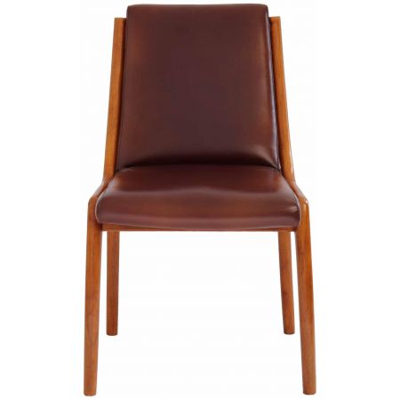 Französischer klassischer Retro Vintage Stuhl Lederstuhl Echtleder Massivholz