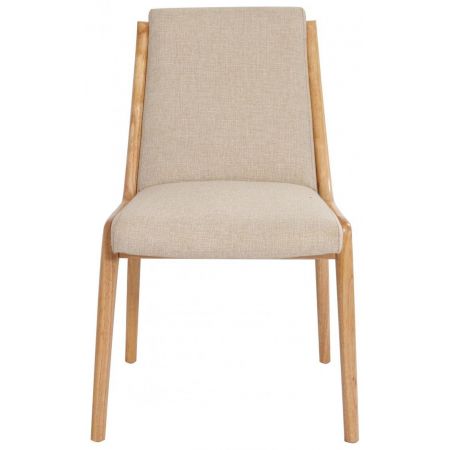 Französischer Leinen Stuhl Stoffstuhl klassisch Retro Vintage Massivholz