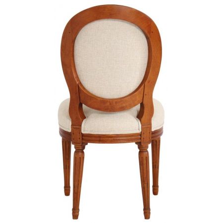 Klassischer französischer Holzstuhl Massivholz Eiche Canvas Stoff Stoffstuhl