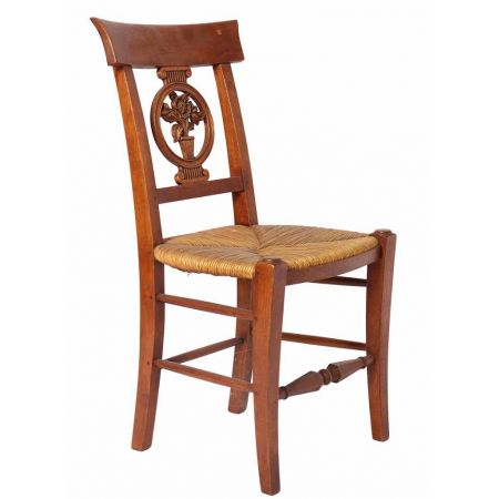 Klassischer französischer Eichen Holzstuhl Retro Vintage Massivholz Eiche