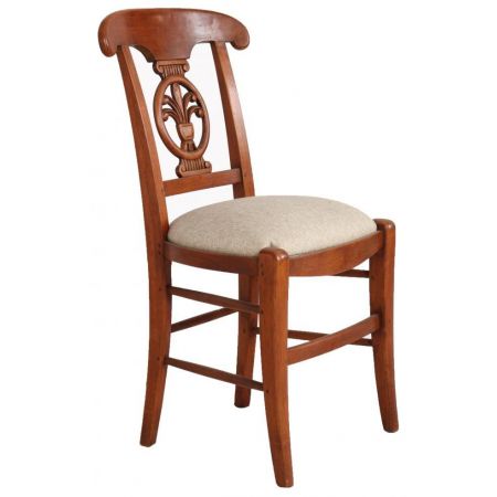 Massivholz Stuhl Eiche Canvas Stoff Eichenholz Küchenstuhl Retro Vintage