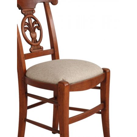 Massivholz Stuhl Eiche Canvas Stoff Eichenholz Küchenstuhl Retro Vintage