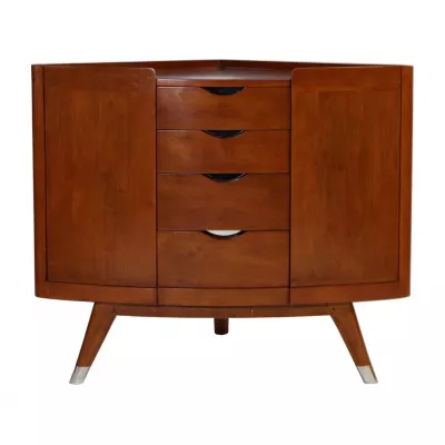 Klassischer Retro Vintage Schrank Kommode Massivholz Nussbaum Edelstahl 