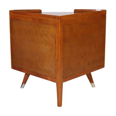 Klassischer Retro Vintage Schrank Kommode Massivholz Nussbaum Edelstahl