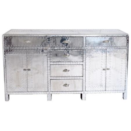 Aluminium Schrank Kommode Sideboard Massivholz Retro Vintage Art Deco