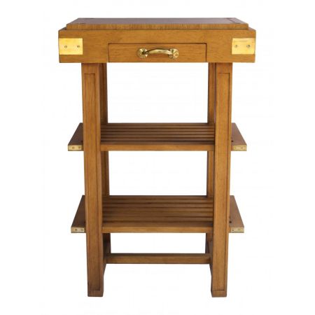 Retro Vintage Regal Beistelltisch Massivholz Holzregal Holztisch