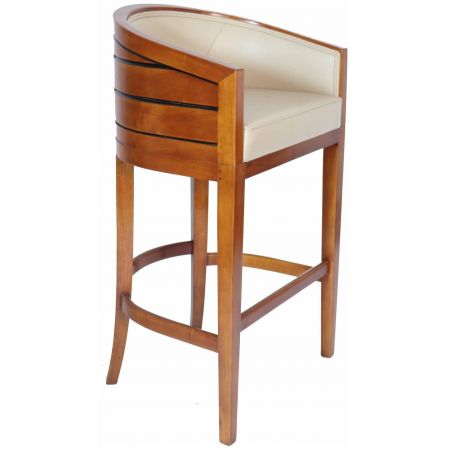 Klassischer französischer Barhocker Massivholz Echtleder Retro