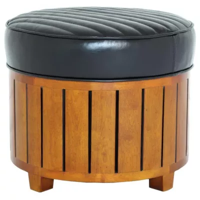 Massivholz Nussbaum Hocker Lederhocker Echtleder klassisch französisch