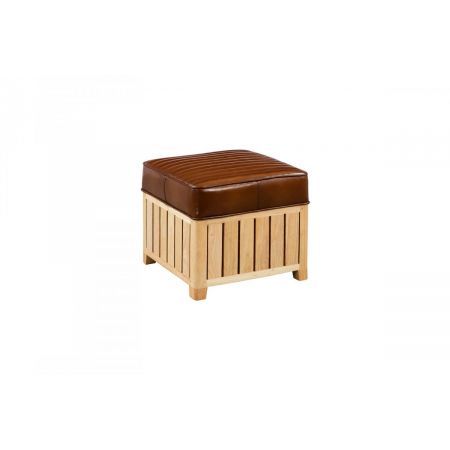 Klassischer französischer Massivholz Nussbaum Hocker Echtleder