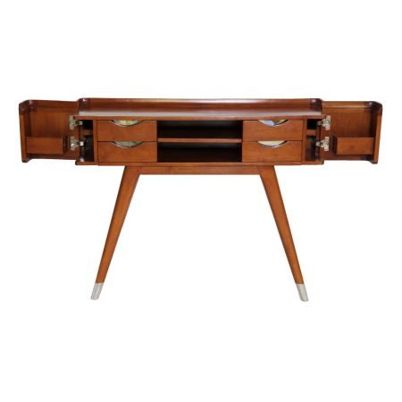 Klassischer französischer Nussbaum Massivholz Beistelltisch Konsole Holzschrank