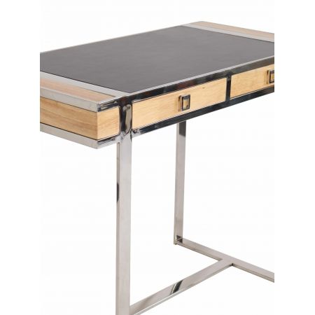 Klassischer französischer Schreibtisch Massivholz Echtleder Holztisch
