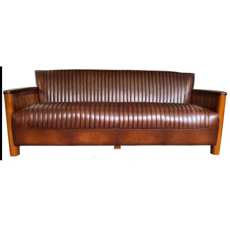 Maritime französische Sofa "Le Conquet" 3-Sitzer Vintage Leder