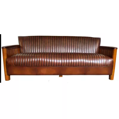 Maritime französische Sofa "Le Conquet" 3-Sitzer Vintage Leder