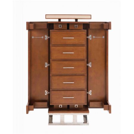 Morris Kommode Beige L aus Holz und Leder